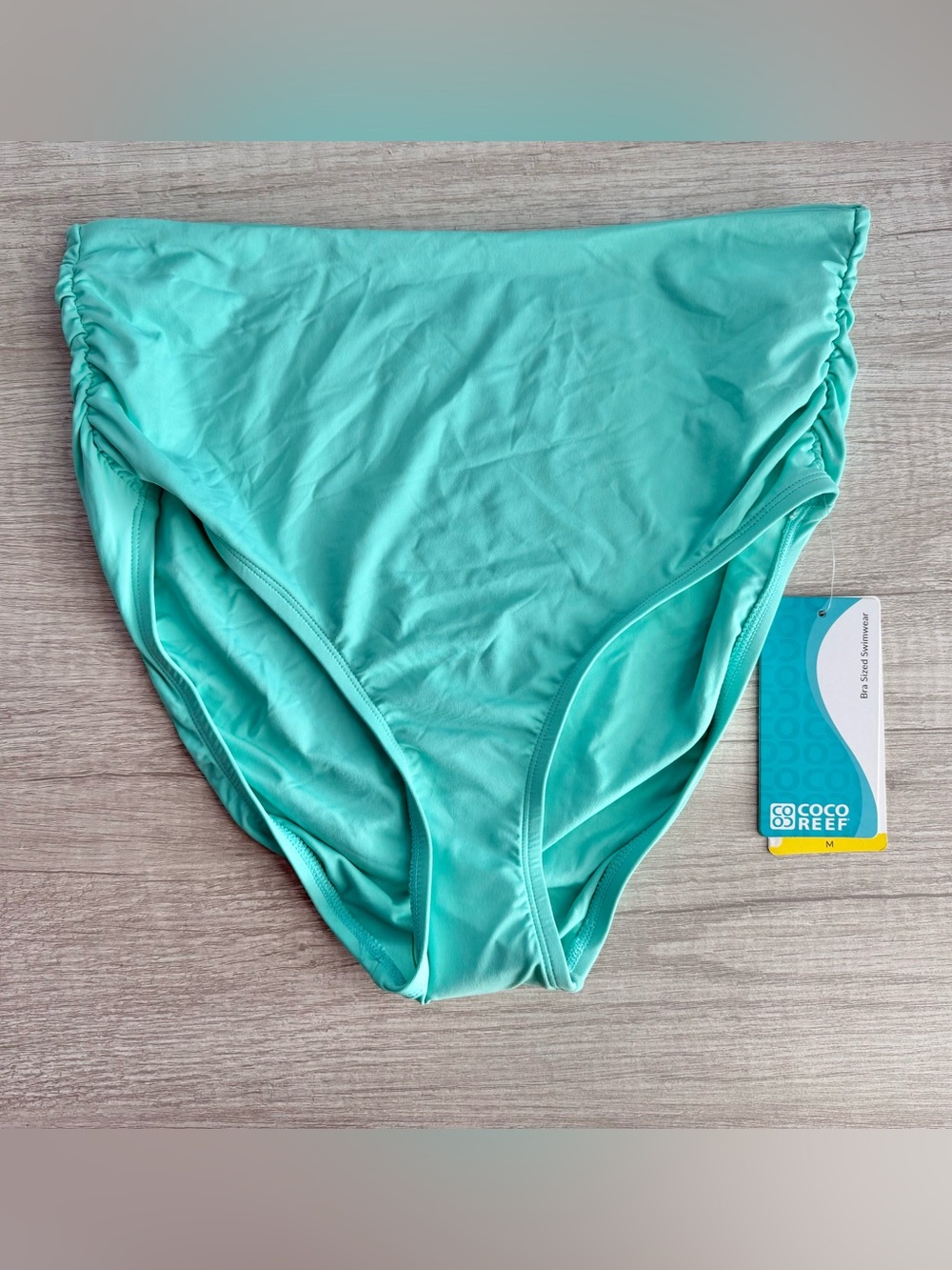 Coco Reef Women’s Aqua High Waisted Rollover Bikini Swim Bottoms Size Medium